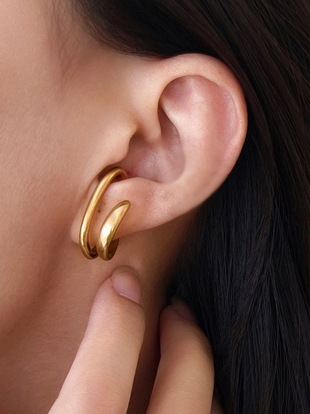 Commense 1pc Double-Hoop Ear Clip